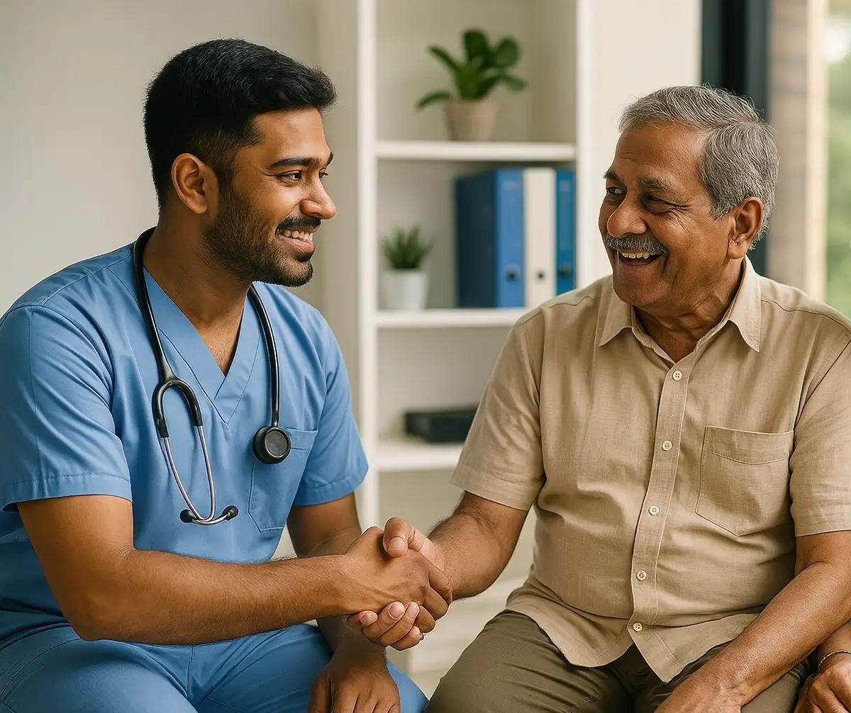 Doctor reassuring a senior patient
